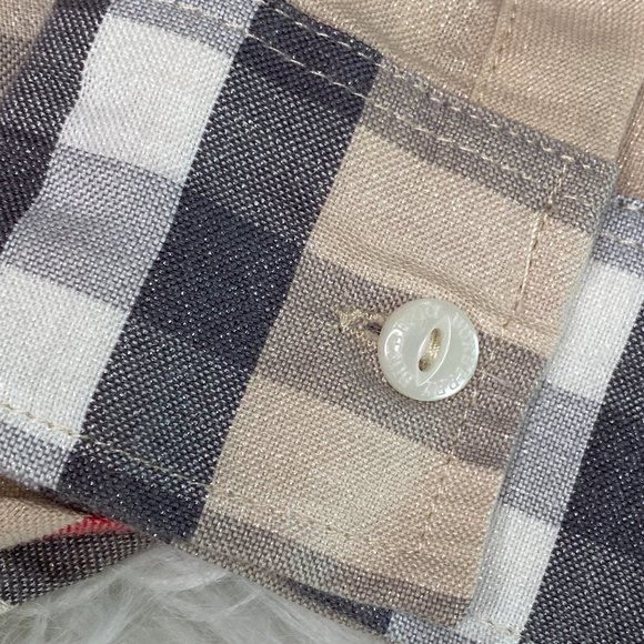 Burberry Brit Checked Metallic Thread Button Up Top - Picture 3 of 10